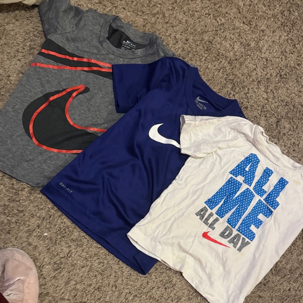 Nike Kids Short Sleeve Tees - Gray, Blue, and White